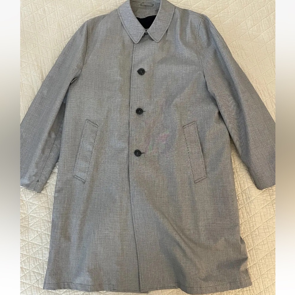 SEARS Vintage‎ Micro Houndstooth Check Zip Out Fleece Lined Coat Size 42 R